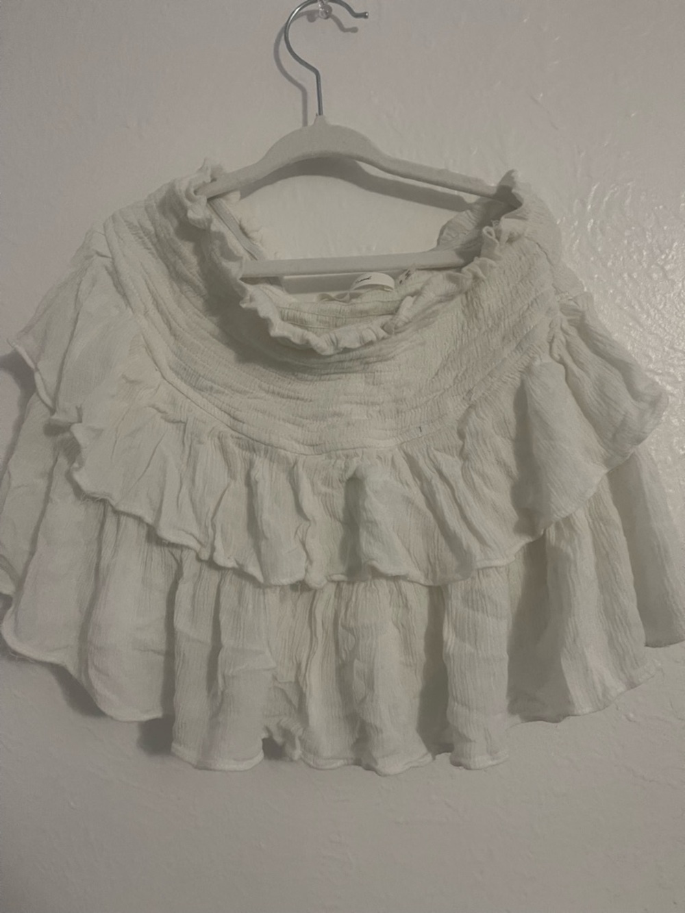 Lightweight White Ruffled Women skirt with shorts